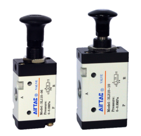 4L21008T AIRTAC VALVE, PUSH-PULL VALVE, 1/4"NPT<BR>4 WAY 2 POSITION DETENTED